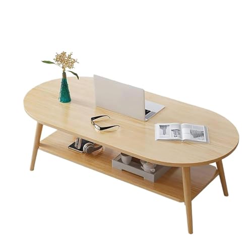 Table basse de salon bois massif avec étagère pour ranger un petit salon