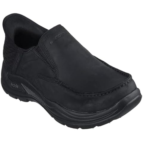 Skechers USA Men's Men's Arch Fit Motley-Milo Moccasin, Black/Black, 11.5 X-Wide Cover