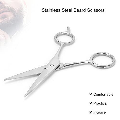 Beard Scissors, Mustache Scissors, Stainless Steel Men Facial Beard Mustache Trimming Pulls Scissors Designed For More Careful Trimming Of Beard(Mj-Lf011B) #TOP4