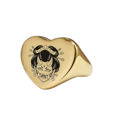 Bague geisha japonaise argent sterling 925 plaqué or chevalière vintage