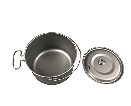 Jolmo Lander Ultralight Backpacking Camping Pot And Frying Pan Set,Titanium Pot 1300Ml With Bail Handle Titanium Frying Pan D150Mm #TOP2