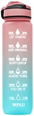 Snewvie Water Bottle, 1L Motivational Water bottle with Straw, Leak-Proof, Tritan BPA-Free, Time Marker, for School, Gym, Outdoor Sports