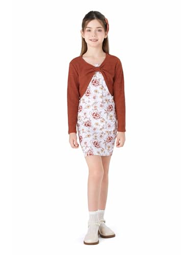 PATPAT Mädchen Kleid und Strickjacke Set - Prinzessin Kleid & Langarm...