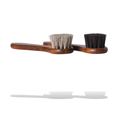 Valentino Garemi Shoe Polish Applicator Brush Set – Horsehair Dauber Brushes | Wood Handle | Made in Germany