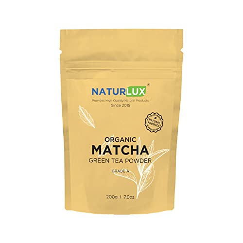 Naturlux Certified Organic Matcha Green Tea Powder 200G (0.4Lb), Grade A, 100% Pure Matcha For Smoothies, Latte And Baking, Unflavored, Non-Irradiation, 200.0 Grams, 7.0548 Ounce, 1 #TOP20