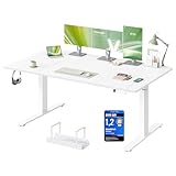 VASAGLE Höhenverstellbarer Schreibtisch, 160 x 80 cm, USB-C-Anschluss, Ablage für Steckdosenleiste, Stehtisch, Erinnerung bei langem Sitzen, 3 Speichertasten, für Büro, mattweiß LSD146WZ02