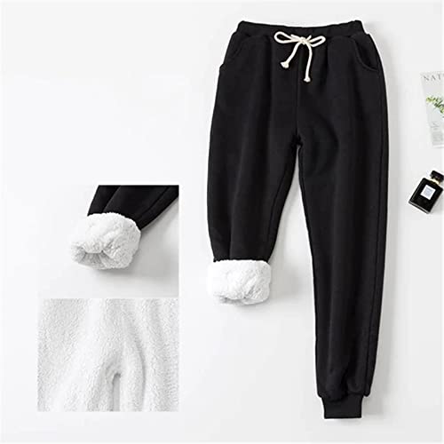 01SHIRTS Calça de moletom feminina quente forrada com sherpa para corrida