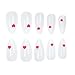 24 Pcs Valentines Press on Nails Medium Almond Fake Nails Press ons Glossy Glue on Nails with Red Heart Design Acrylic All White Stiletto False Nails Stick on Nails for Women 24pcs