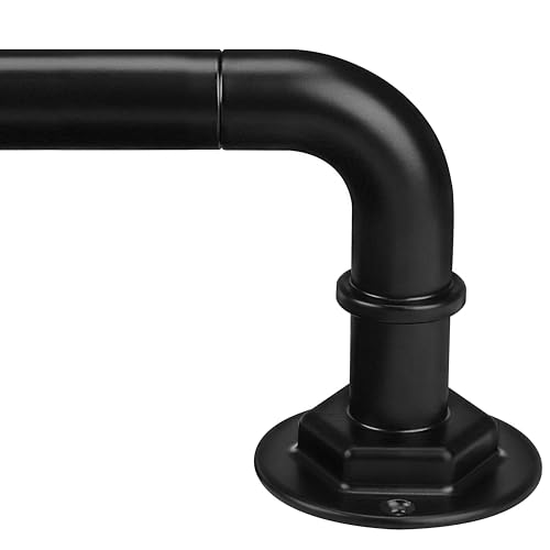 Byondeth Curtain Rods for Windows 16 to 144 Inches Adjustable Blackout Wrap Around 1 Inch Diameter Curtain Rod Black