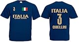 em t shirt damen Öko-Tex Standard 100 Italien-Italia Chiellini Herren T-Shirt EM 2020 Trikot Look Style Squadra Dunkelblau L