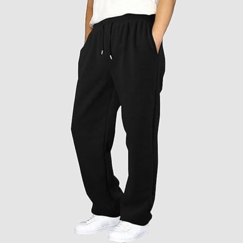 Boys Baggy Sweatpants Straight Wide Leg Open Bottom Casual Pants Elastic Waist Workout Athletic Joggers Sweat Pants Pockets2