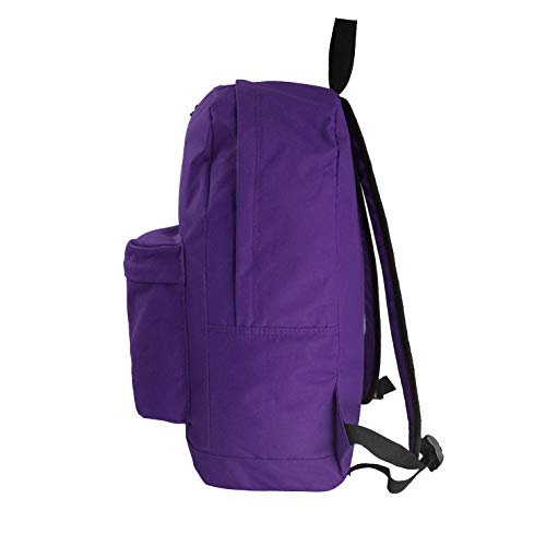 K-Cliffs Classic Bookbag Basic Backpack Simple School Book Bag Casual Student Daily Daypack 18 Inch With Curved Shoulder Straps Purple #TOP3