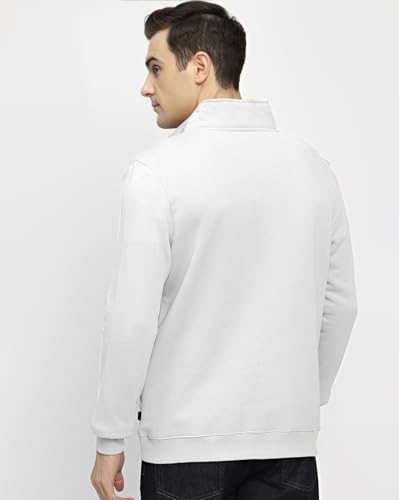 Image of AUSK Mens Sweatshirt with Neck Zipper || Full Sleeve Polo Collar Jacket for Winter wear Fleece Fabric Sweatshirt for Man
