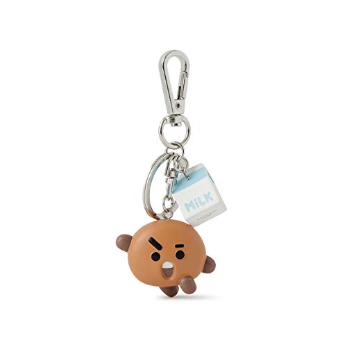 BT21 SHOOKY Character Mini Cute Figure Keychain Key Ring Bag Charm with Clip, Brown