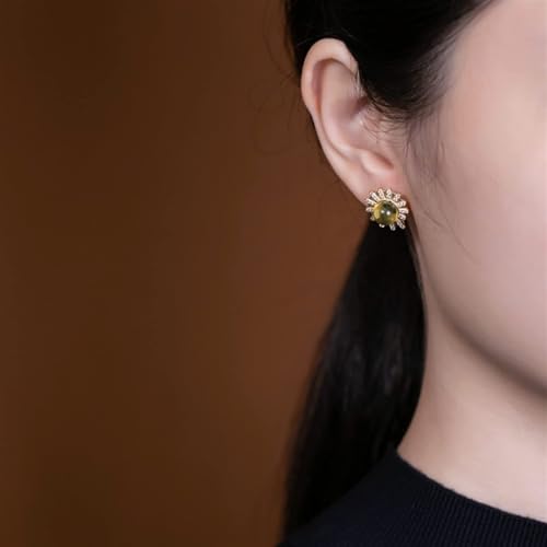 Collar de ámbar azul y pendientes de plata S925 alta joyería para mujer 2