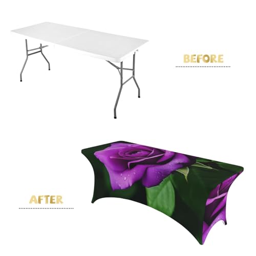 Nappe de table universelle en élasthanne extensible rose violette pour buffet 1,8 m