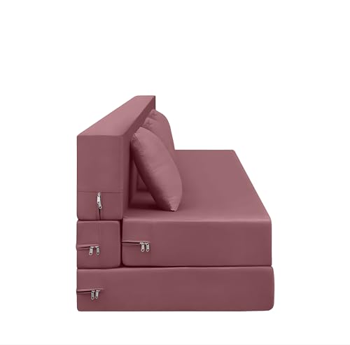 Image of AMATA Instant 3 Seater Foldable Sofa Cum Bed Move Suede Velvet Fabric with 2 Pillow Perfect for Home Living Office Room and Guests (3 Year Warranty) (Move, Instant 3 Seater Sofa Cum Bed)