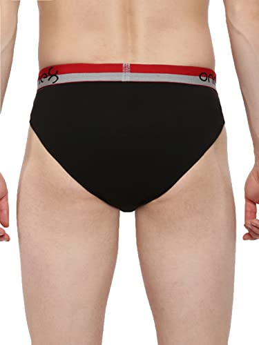 Image of ONE8 by Virat Kohli Men's Pure Cotton Modern Regular Briefs (Pack of 2) (713 2PC Black /Midblue S)