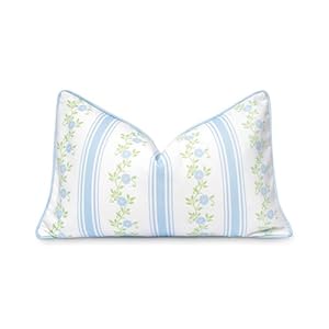 Hofdeco Premium Babyblau Blumen Lendenkissenbezug