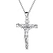ChicSilver 925 Jesus Kreuzkette Herren Kette mit Jesus Anhänger mit 46cm+5cm Verlängerung Kette für Christian