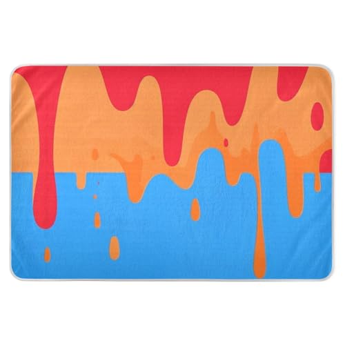 Flowing Pigment Red Orange Blue Baby Bed Pad Soft Absorbent Underpads Wetting Cover Portable Travel for Baby Boys Girls , 52