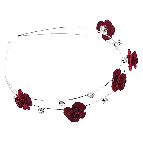 Cerceau de tête double couche rose avec fleur Healvian pour coiffure d'Halloween