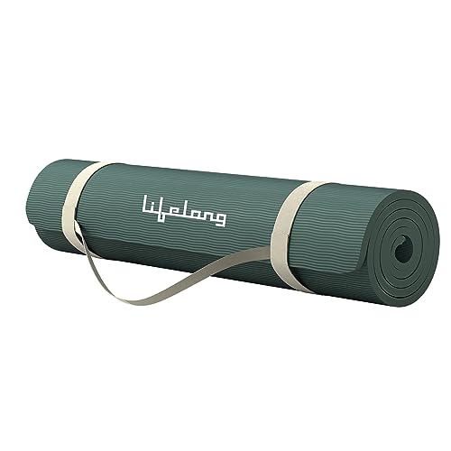 Lifelong Yoga mat for Women & Men, EVA Material 4mm Anti-Slip Yoga Mat with Strap for Gym, Workout, Exercise, Home, (6 Months Warranty), Green