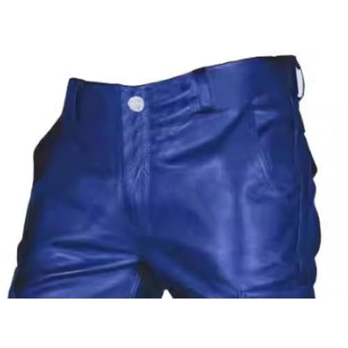 Men's Hip Hop Cargo Leather Pants Faux Leather Motorcycle Biker Pants Skinny Leather Trousers for Men2