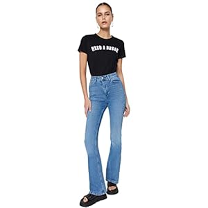 TRENDYOL Damen Gerade Fackel Hohe Taille Jeans