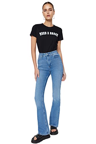 TRENDYOL Damen Gerade Fackel Hohe Taille Jeans