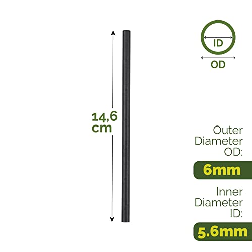 Small Black Paper Straws for Cocktails Coffee & Short Drinks - 14.6 x 0.6 cm, Pack of 500 - 100% Biodegradable and Compostable - Image 2