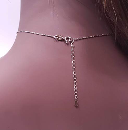 Uniquelan Jewelry Natural Raw Blue Sapphire Gemstone Pendant Chain Necklace With White Gold Over 925 Solid Sterling Silver thumb #4