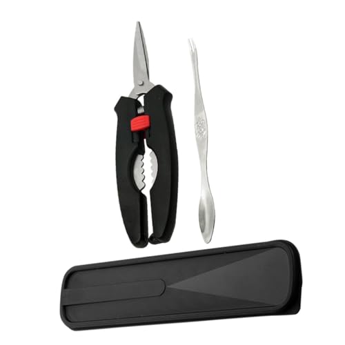 LAPYAPPE Ensemble D'ustensiles pour Fruits De Mer 3 Pièces, Pinces Et Fourchettes en Métal, Boîte De Rangement, Outils pour Manger Le Crabe, Kit Dégustation Fruit De Mer à La Maison
