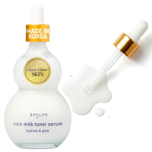 SpaLife Korean Rice Serum Infused with Hyaluronic Acid | K Beauty Clarifying Oat & Rice Serum for Face | Fast Absorbing Glass Skin Korean Skincare for Dry Skin Redness and Uneven Tone | 3.4 Fl. Oz.