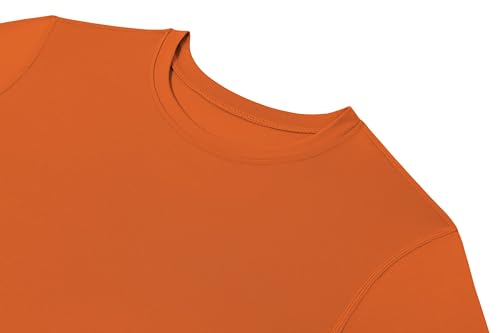 PowerLayer Niño Camiseta Compresión Termica - Manga Larga - Camisetas Termicas Cuello Corto - Naranja, 10-12 años
