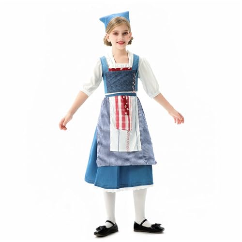 Girl European Countryside Style Dress Vest Halloween Shirt Half Skirt 5 Piece Set Medieval Fashion Cute Dress Suit2