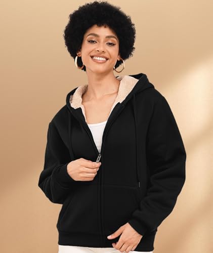 SWISSWELL Hoodies for Women Winter Fleece Sweatshirt - Full Zip Up Thick Sherpa Lined Hooded Jacket4