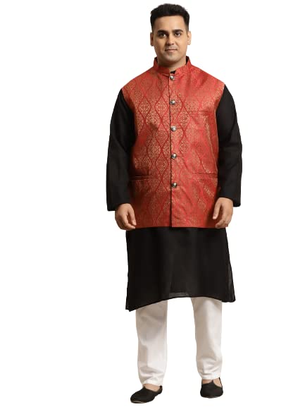 Image of SOJANYA (Since 1958, Men's Silk Blend Grey Kurta Pyjama & Silk Blend Jacket Combo