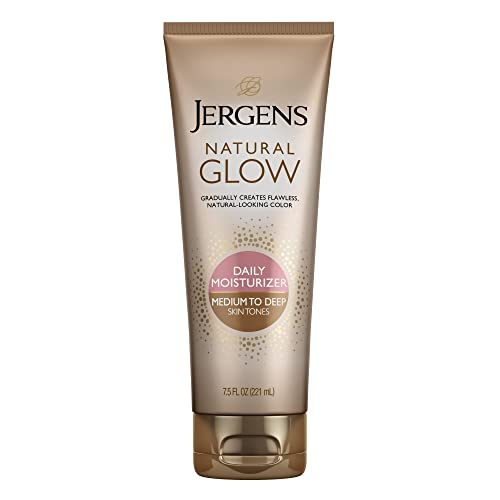 Jergens Natural Glow Self Tanner Face Moisturizer, SPF 20 Facial Sunscreen & Natural Glow Self Tanner Lotion, Daily Sunless Fake Tanning, Medium to Deep Skin Tone 2 oz