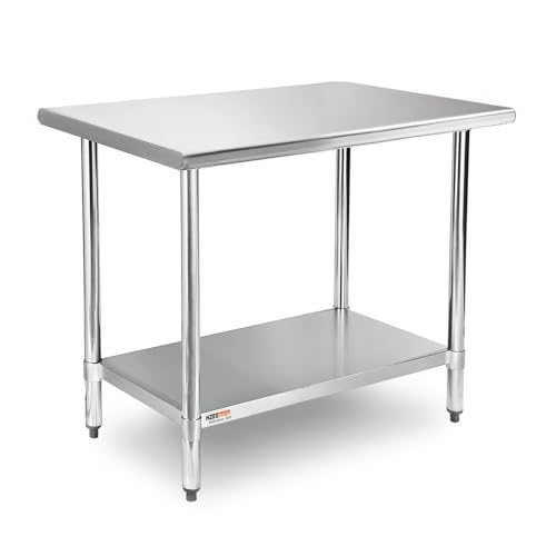 Image of Stainless Steel Prep Table with Adjustable Undershelf 30x24 Inches