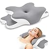 Sleep Apnea Pillow with Neck Pain & Snoring Relief -Orthopedic Cervical Pillow, Ergonomic Contour Memory Foam Pillow for Side,Back,Stomach Sleepers,Dreamers (Gray, Queen Size 25" Lx15 Wx5.8 H)