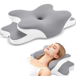 Sleep Apnea Pillow with Neck Pain & Snoring Relief -Orthopedic Cervical Pillow, Ergonomic Contour Memory Foam Pillow for Side,Back,Stomach Sleepers,Dreamers (Gray, Queen Size 25" Lx15 Wx5.8 H)