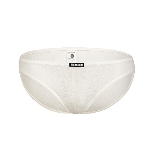 Perfect UNDIES Men's Sexy Transparent Thong Underwear Low Rise See Through 82 (M, White Briefs)