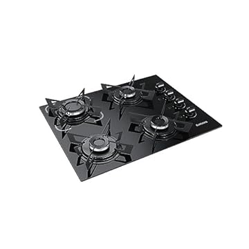 Cooktop 4 Bocas a Gás Itatiaia Electra Glass Mesa de Vidro Acendimento Superautomático Preto Bivolt