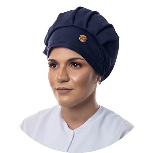 Touca de cozinha feminina uniforme - Diversas Cores (Azul Marinho)