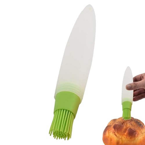 Oil Silicone Brush Bottle Set - Cooking Baking Barbecue Oil Spread Applicator | Soft Flexible Silicone Bristle with Transparent Storage Container, Kitchen Food Grease Control Tool