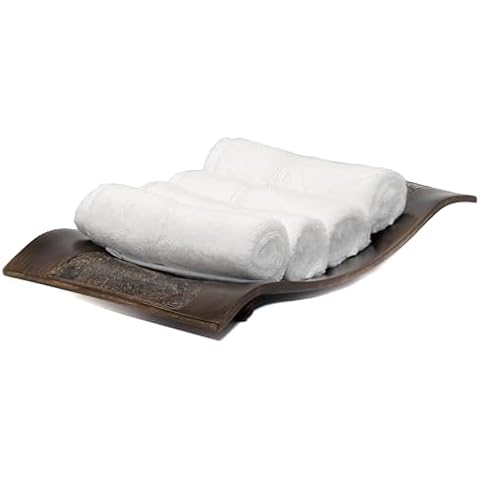 Mosobam Luxury Turkish Towels Set of 4 Washcloths 13X13 White 700 GSM Bamboo Viscose & Aegean Turkish Combed Cotton Cover