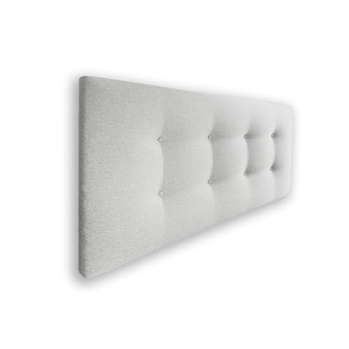 Silcar Home - Cabecero de Cama Carlo 135 Tejido Blanco - Estructura de Madera, Tapizado en Polipiel, Diseño Moderno con Dos hileras Botones, Fácil Instalación - Tela Blanco, 135 cm