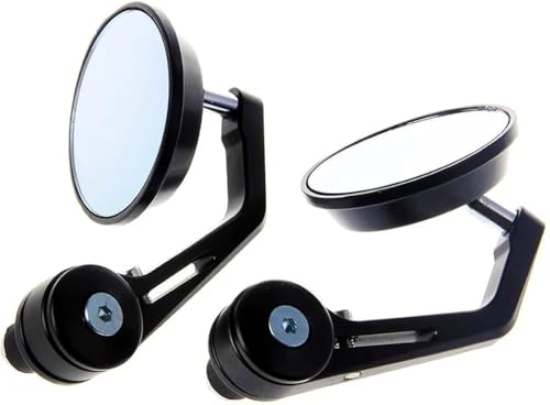 Image of Motorcycle Bar End Side Mirrors ? Round Rear View Mirrors for Royal Enfield Guerrilla 450 & Other Bikes (Set of 2)
