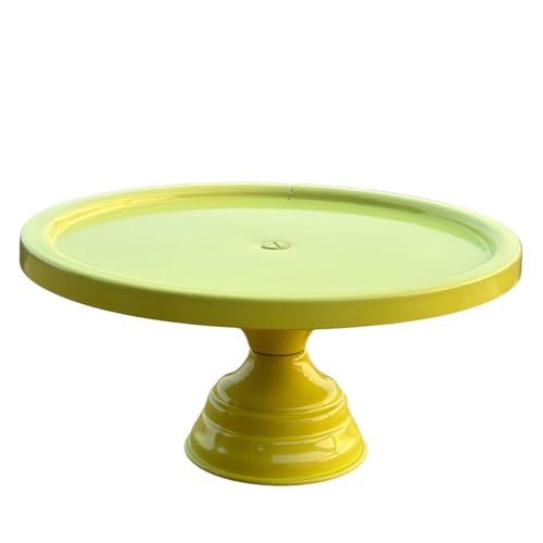 Image of Pista Green Metal Cake Stand Pedestal | Round Non-Revolving Dessert Display | 9 inch Diameter Top | Birthday, Wedding & Party Cake Holder